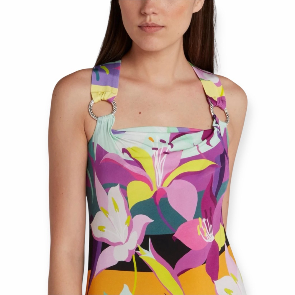 Just Cavalli Top NWT Multicolor Floral Viscose Tank Size 40 US 4 6 Small Medium